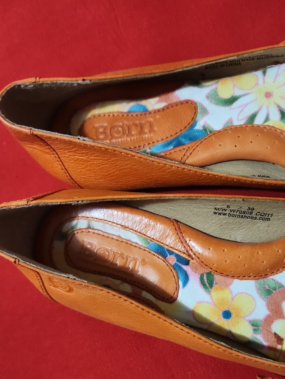 Born Gemma Women's Orange Floral-Bed Insole Ballet Flats - Picture 11 of 11